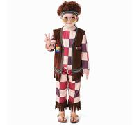 Funny Costumes - Disfraz hippie a cuadros para niños, disfraz de Halloween de 2 a 12 años