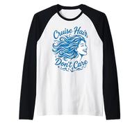 Funny Couples Cruising Hair Don't Care Vacation Camiseta Manga Raglan