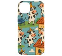Funny Cow Cartoon Dancing Party Animal Celebration Art Carcasa para iPhone 14 Plus