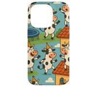 Funny Cow Cartoon Dancing Party Animal Celebration Art Carcasa para iPhone 14 Pro