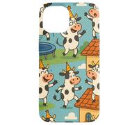 Funny Cow Cartoon Dancing Party Animal Celebration Art Carcasa para iPhone 15