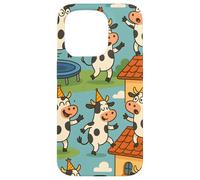 Funny Cow Cartoon Dancing Party Animal Celebration Art Carcasa para iPhone 15 Pro