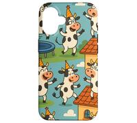 Funny Cow Cartoon Dancing Party Animal Celebration Art Carcasa para iPhone 16