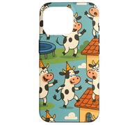 Funny Cow Cartoon Dancing Party Animal Celebration Art Carcasa para iPhone 16 Pro