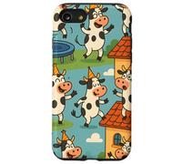 Funny Cow Cartoon Dancing Party Animal Celebration Art Carcasa para iPhone SE (2020) / 7/8