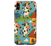 Funny Cow Cartoon Dancing Party Animal Celebration Art Carcasa para iPhone XS MAX