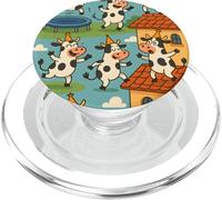Funny Cow Cartoon Dancing Party Animal Celebration Art PopSockets PopGrip para MagSafe