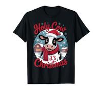 Funny Cow Christmas Farm Animal Snowy Barnyard Holiday Camiseta