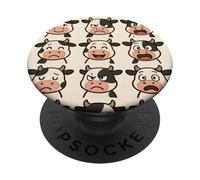 Funny Cow Faces Cartoon Expressions Silly Mood Pattern PopSockets PopGrip Adhesivo