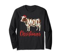Funny Cow Lovers Cattle Famer Farming MOO Christmas Lights Manga Larga