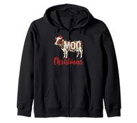 Funny Cow Lovers Cattle Famer Farming MOO Christmas Lights Sudadera con Capucha