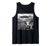 Funny Cow UFO Selfie Alien Nave Espacial Granja Humor Obra De Arte Camiseta sin Mangas