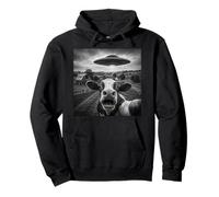 Funny Cow UFO Selfie Alien Nave Espacial Granja Humor Obra De Arte Sudadera con Capucha