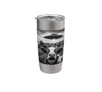 Funny Cow UFO Selfie Alien Nave Espacial Granja Humor Obra De Arte Vaso térmico de acero inoxidable de doble pared