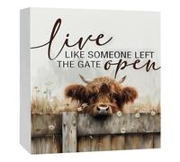 Funny Cow Wall Decor - Western Animal Wooden Wall Art, 5 x 5 Inch Funny Animal Bathroom Canvas Walls Art For Home Toilet & Farmhouse Hotel Restaurant Decor, Housewarming Gift