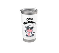 Funny Cow You Doin? Cute Kawaii Cow Cool Cow Moo Gafas de sol Vaso térmico de acero inoxidable de doble pared