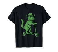 Funny Cowboy Cat Riding Scooter Animal Humor Camiseta