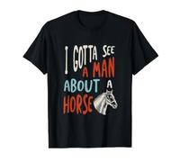 Funny Cowboy Tengo Que Ver a un Hombre sobre un Caballo Camiseta gráfica económica, Hombre, Negro, S