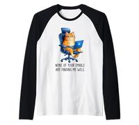 Funny Coworker Meme Orange Cat Morning Mood Emails Meme Pun Camiseta Manga Raglan