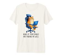 Funny Coworker Meme Orange Cat Morning Mood Emails Meme Pun Camiseta Premium