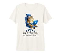 Funny Coworker Meme Tabby Cat Morning Mood Emails Meme Pun Camiseta Premium