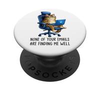 Funny Coworker Meme Tabby Cat Morning Mood Emails Meme Pun PopSockets PopGrip Adhesivo