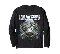 Funny Crab Shirt I Am Awesome Ocean Meme para Cazadores de cangrejos Manga Larga