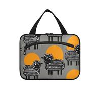 Funny Crazy Indian Lambs - Bolsas colgantes grises para mujeres que viajan con gancho, bolsa lavable de diseñador para el cuidado de la piel para mujer, estuche de viaje para guardar maquillaje, Funny