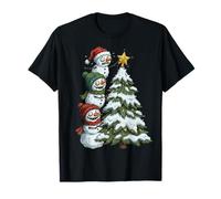 Funny Crazy Snowmen Topper Stack Decorating Christmas Tree Camiseta