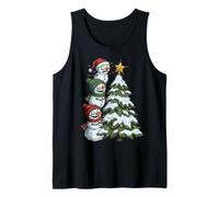 Funny Crazy Snowmen Topper Stack Decorating Christmas Tree Camiseta sin Mangas