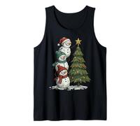 Funny Crazy Snowmen Topper Stack Decorating Christmas Tree Camiseta sin Mangas