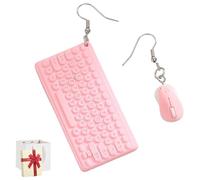 Funny Creative Mouse Keyboard Dangle Earrings,Lightweight Asymmetrical Resin Mouse Earring,Colorful 70s 80s Retro Neon Earring