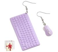 Funny Creative Mouse Keyboard Dangle Earrings,Lightweight Asymmetrical Resin Mouse Earring,Colorful 70s 80s Retro Neon Earring