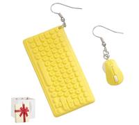 Funny Creative Mouse Keyboard Dangle Earrings,Lightweight Asymmetrical Resin Mouse Earring,Colorful 70s 80s Retro Neon Earring