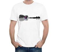 Funny Creative Music Instrument Tree Silhouette Ukulele Guitar Shape Printing Fashion Cool Hipster T-Shirt Mens White Unisex Tees Shirt 3XL