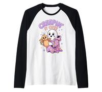 Funny Creepin´It Cute Ghost Halloween Camiseta Manga Raglan