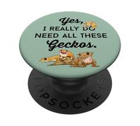 Funny Crested Gecko, Crestie, Leopard Gecko, Lizard Adict PopSockets PopGrip Adhesivo