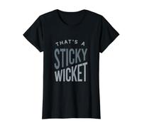 Funny Cricket Eso es un Wicket pegajoso Camiseta gráfica económica, Mujer, Negro, L