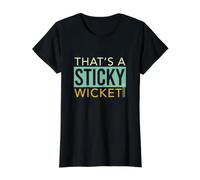 Funny Cricket Eso es un Wicket pegajoso Camiseta gráfica económica, Mujer, Negro, L