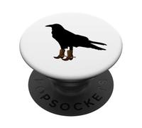 Funny Crow In Cowboy Boots Bird Ornitología Diseño Novedad PopSockets PopGrip Adhesivo