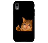Funny Crying Tabby Cat Meme Thumbs-up Weird Cat Face Meme Carcasa para iPhone XR
