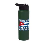 Funny Cuban Saying Havana Cuba Flag Asere Que Bola Stainless Steel Insulated Water Bottle