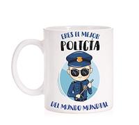 FUNNY CUP Taza Al Mejor Policia del Mundo Mundial. Taza Divertida de Regalo (Policia (Hombre))
