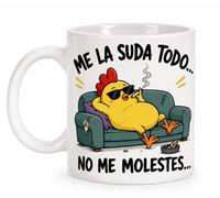 FUNNY CUP Taza Blanca con Frase Divertida Me La Suda Todo, no me molestes