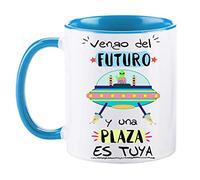 FUNNY CUP Taza Opositor. Vengo del Futuro y una Plaza es Tuya. Taza de oposiciones para Regalo al Estudiante. Taza Color (Azul)