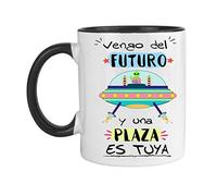 FUNNY CUP Taza Opositor. Vengo del Futuro y una Plaza es Tuya. Taza de oposiciones para Regalo al Estudiante. Taza Color (Negro)