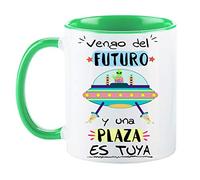 FUNNY CUP Taza Opositor. Vengo del Futuro y una Plaza es Tuya. Taza de oposiciones para Regalo al Estudiante. Taza Color (Verde)