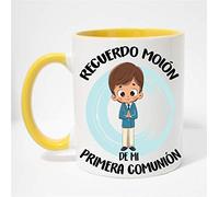 FUNNY CUP Taza Recuerdo molón de mi Primera comunión. Regalo Divertido para niño. (Amarillo)