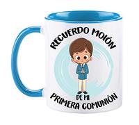 FUNNY CUP Taza Recuerdo molón de mi Primera comunión. Regalo Divertido para niño. (Azul)