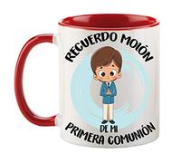 FUNNY CUP Taza Recuerdo molón de mi Primera comunión. Regalo Divertido para niño. (Rojo)